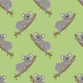 Koala pattern on a branch with leaves