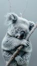 Koala Sleeping on Snow-Covered Tree Branch Royalty Free Stock Photo