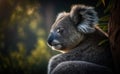 A koala with side view cuddly, generative AI