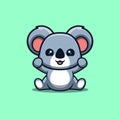 Koala Sitting Excited Cute Creative Kawaii Cartoon Mascot Logo