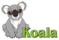 Koala sitting near word koala