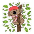 KOALA TREE Australian Forest Bear Vector Illustration Set Royalty Free Stock Photo