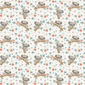 Grey koala on a tree seamless pattern.