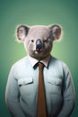 Koala wearing human clothes, office worker