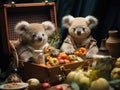 Koalas having picnic under tree