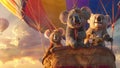 Koalas Riding on a Hot Air Balloon