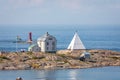 Kobba Klintar, an old pilot station in Aland archipelago with cafe and museum. Picturesque landscape with island. at Baltic Sea.