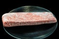 Kobe beef cut thin slices arranged in a plate. Royalty Free Stock Photo