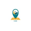 Kobe city map pin point vector logo Royalty Free Stock Photo