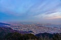 Kobe city panoramic view from Mt. Maya Kikusedai park observatory platform in sunny day sunset time