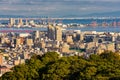 Kobe city skyline with Kobe port and Osaka bay in the distance in Kobe Japan Royalty Free Stock Photo