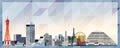 Kobe skyline vector colorful poster on beautiful triangular texture background Royalty Free Stock Photo