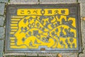 Kobe, Hyogo Prefecture, Kansai region, Japan - NOV 20, 2016 - Fire hydrant cover on floor at Motomachi shopping street in Kobe. Royalty Free Stock Photo