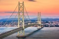 Kobe, Japan at Akashi Kaikyo Bridge Royalty Free Stock Photo