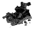 Kobe, Japan, Black and White high resolution vector map