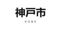 Kobe in the Japan emblem. The design features a geometric style, vector illustration with bold typography in a modern font. The