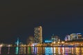 Ferris Wheel and Kobe Mosaic shopping mall is lighten up at night