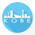 Kobe Japan Round Icon Vector Art Flat Shadow Design Skyline City Silhouette Template Logo Royalty Free Stock Photo