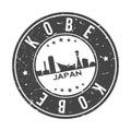 Kobe Japan Round Stamp Icon Skyline City Badge.