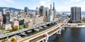 Kobe skyline from above with port and elevated road panorama in Japan Royalty Free Stock Photo