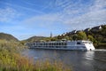 Dieblich, Germany - 10 26 2022: Cruise ship in front of the village