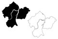 Koblenz City Federal Republic of Germany, Rhineland-Palatinate map vector illustration, scribble sketch City of Coblenz map