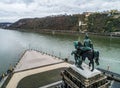 Koblenz City Germany historic monument German Corner aerial where the rivers rhine and mosele flow together Royalty Free Stock Photo