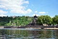 Koblenz City Germany 03. 05. 2011historic monument German Corner rivers rhine and mosele flow together on a sunny day