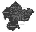 Koblenz City Map Germany DE labelled black illustration