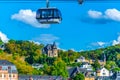 KOBLENZ, GERMANY, AUGUST 13, 2018: Koblenz viewed behind cable car, Germany
