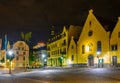 KOBLENZ, GERMANY, AUGUST 16, 2018: Night view of the main square at Ehrenbreitstein part of Koblenz, Germany