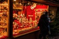 Koblenz GERMANY 16.12.2017 Christmas market stall in Old Town on selling gifts toys and decoration