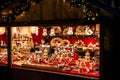 Koblenz GERMANY 16.12.2017 Christmas market stall in Old Town on selling gifts toys and decoration