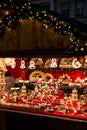 Koblenz GERMANY 16.12.2017 Christmas market stall in Old Town on selling gifts toys and decoration