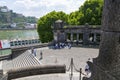 People rest near Monument to Kaiser Wilhelm I in Koblenz Royalty Free Stock Photo