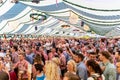 Koblenz Germany -26.09.2018 people party at Oktoberfest in europe during a concert Typical beer tent scene