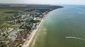 KOBLEVO, UKRAINE - JULY 2019: Koblevo top view aerial photography with drone