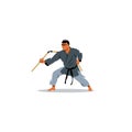 Kobudo japanese martial arts. Vector Illustration