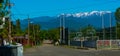 KOBULETI, GEORGIA: Landscape with mountain view in the snow in Kobuleti