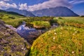 Kobylie pleso tarn under Zavory saddle in High Tatras during summer