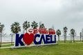 Kocaeli, Turkey - March 11, 2023: \' Happy City Kocaeli \' write in Seka Park