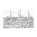 Mosque, Ankara,Turkey. Graphic sketch Royalty Free Stock Photo