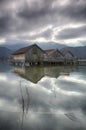 Kochel lake with huts