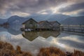 Kochel lake with huts