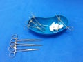 Kocher's Forceps Cotton Swab And Kidney Tray Royalty Free Stock Photo