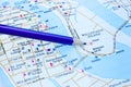Kochi city map - pencil points at Kochi Naval Airport naval air station INS `Garuda` located on Willingdon Island