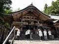 O-henro pilgrims at Kiyotakiji, temple number 35 of Shikoku pilgrimage Royalty Free Stock Photo