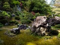 Traditional Japanese garden on the grounds of Chikurinji, temple number 31 of Shikoku pilgrimage Royalty Free Stock Photo