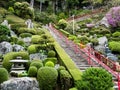 Traditional Japanese garden on the grounds of Konomineji, temple number 27 of Shikoku pilgrimage Royalty Free Stock Photo