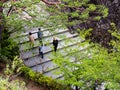 Visitors climbing stone steps leading to Kochi castle, one of the 12 original Edo period castles of